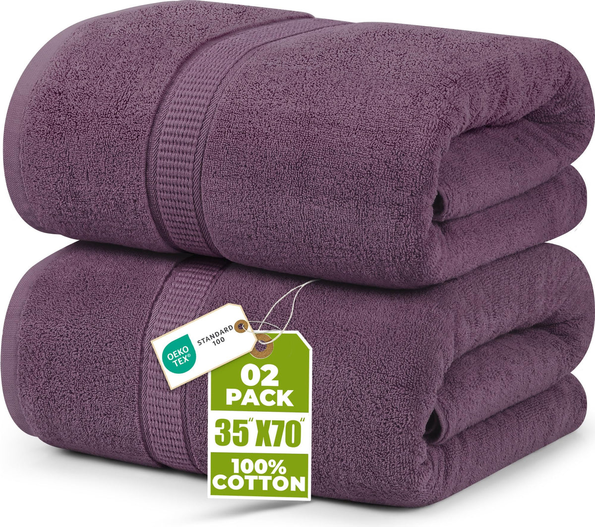 Utopia Towels Jumbo Bath Sheets, 2 Pack, 35x70 in, 600 GSM Cotton, White