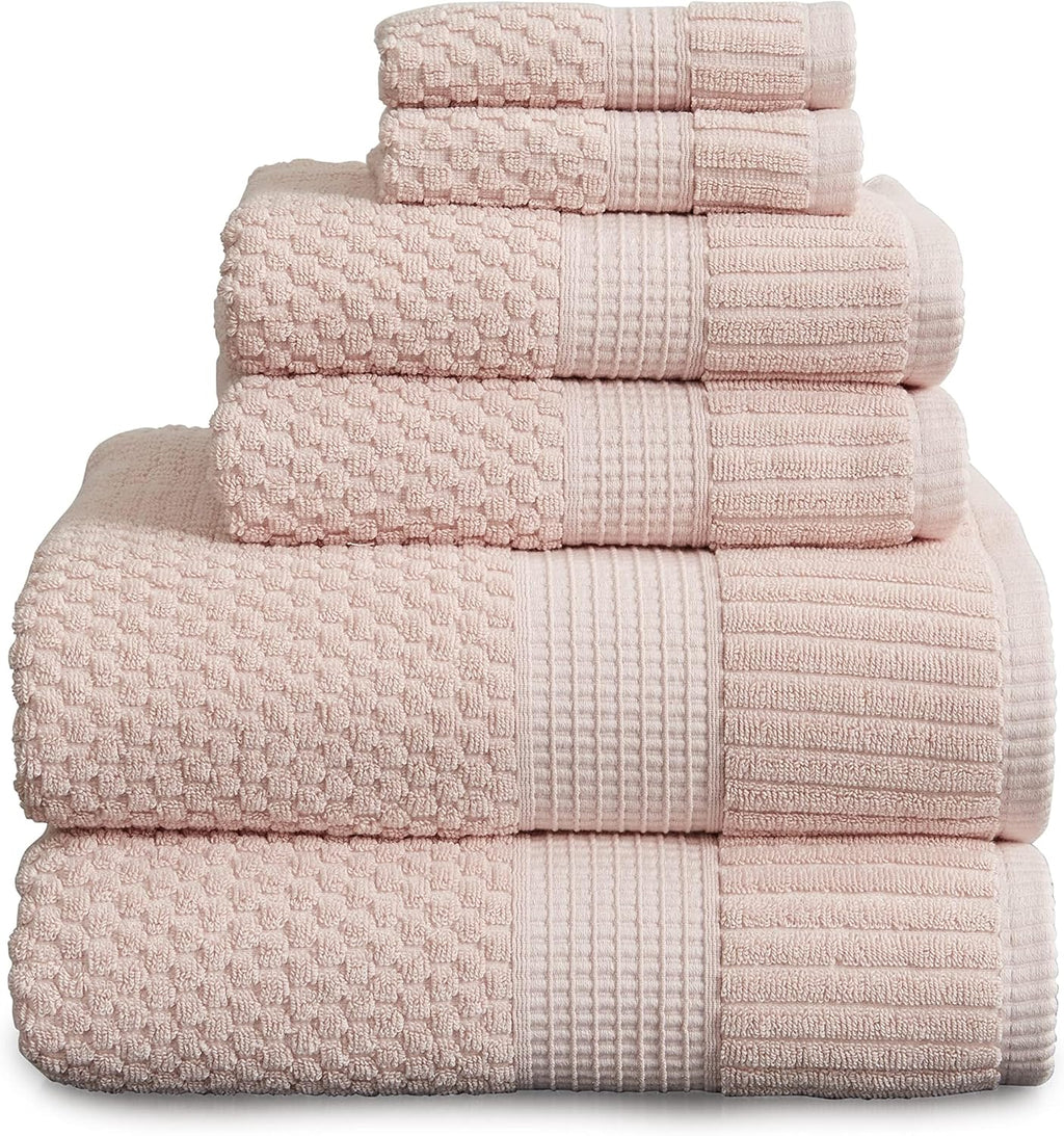 NY Loft 100% Cotton 6-Piece Bath Towel Set | Pink | Oeko-TEX | Quick-Dry