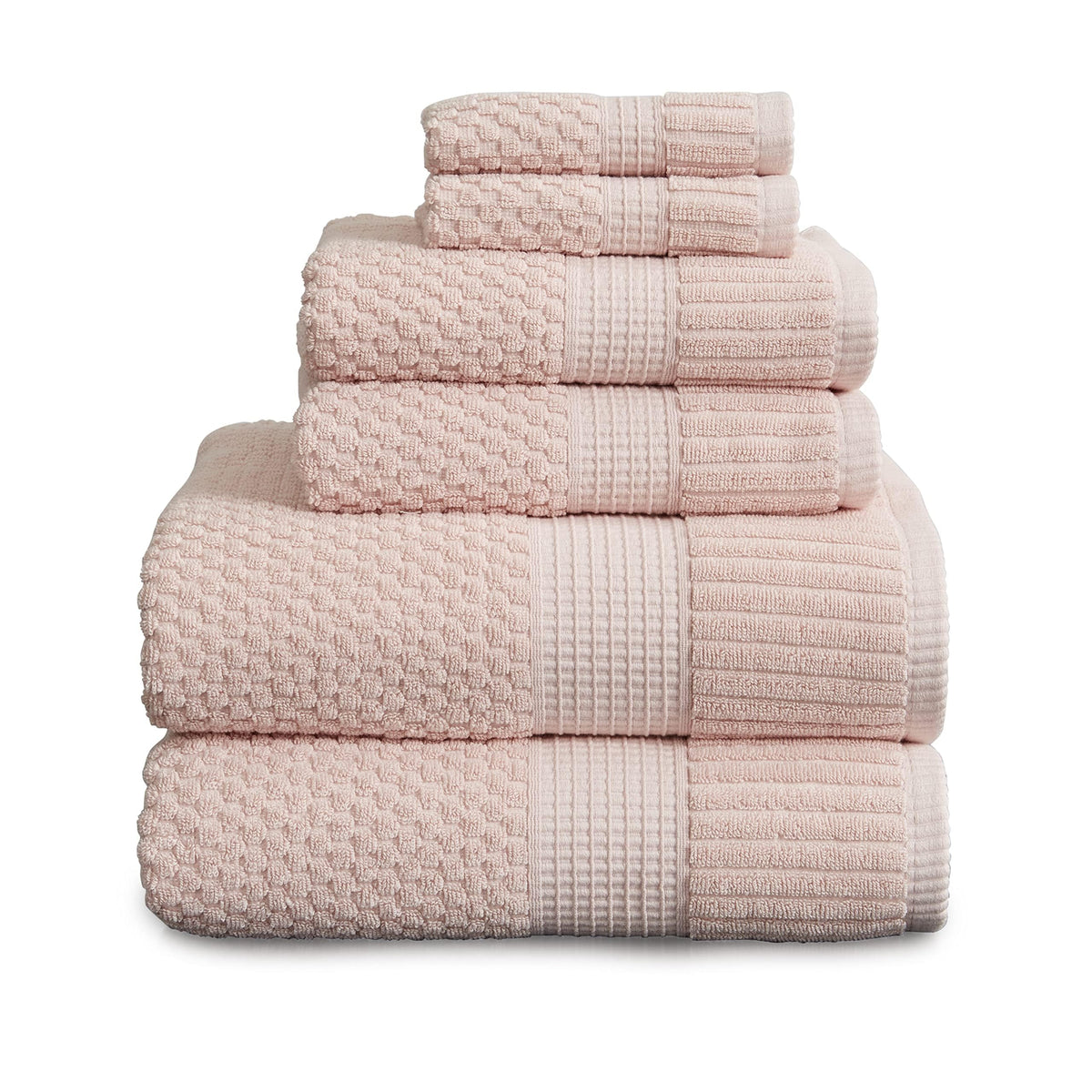NY Loft 100% Cotton 6-Piece Bath Towel Set | Pink | Oeko-TEX | Quick-Dry