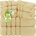 Utopia Towels 8 Piece Luxury Towel Set, 600 GSM, Viscose Stripe, White