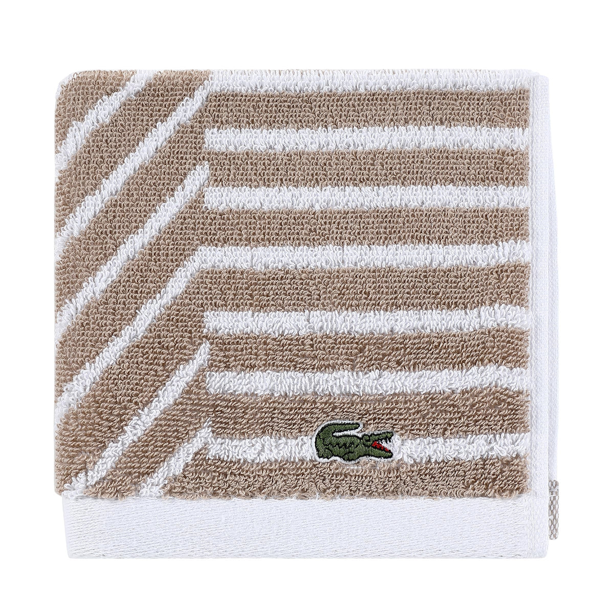 Lacoste Guethary Striped 100% Cotton Bath Towel, Meteorite, 30"x54"