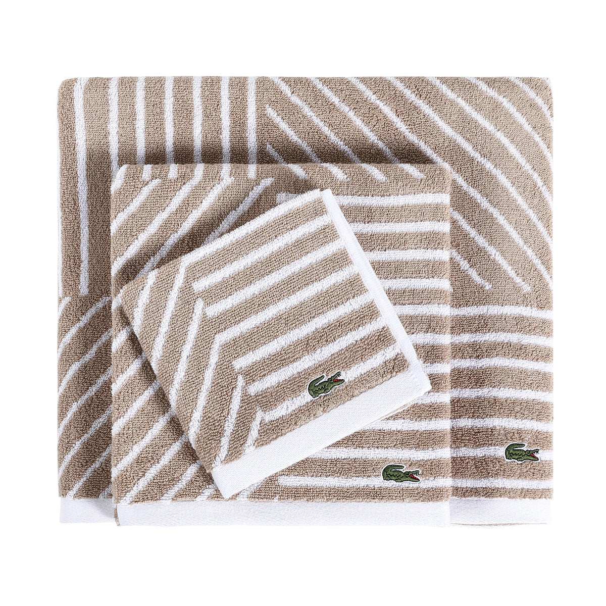 Lacoste Guethary Striped 100% Cotton Bath Towel, Meteorite, 30"x54"