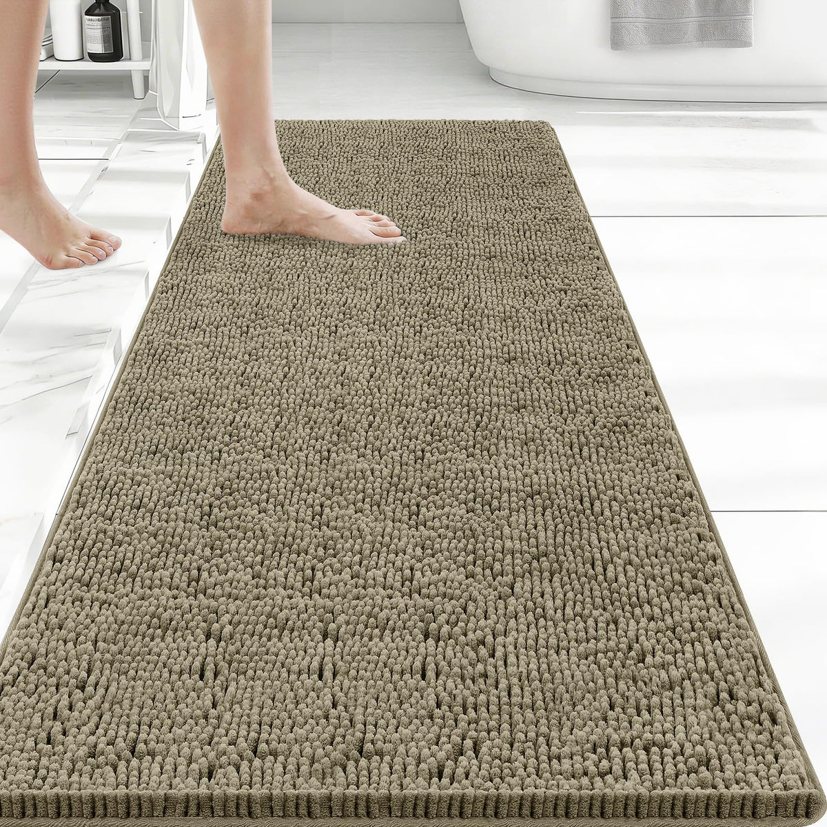 Bcoimo Small Bath Rug Mat,Sage Chenille High Absorbent Bathroom Floor Mats