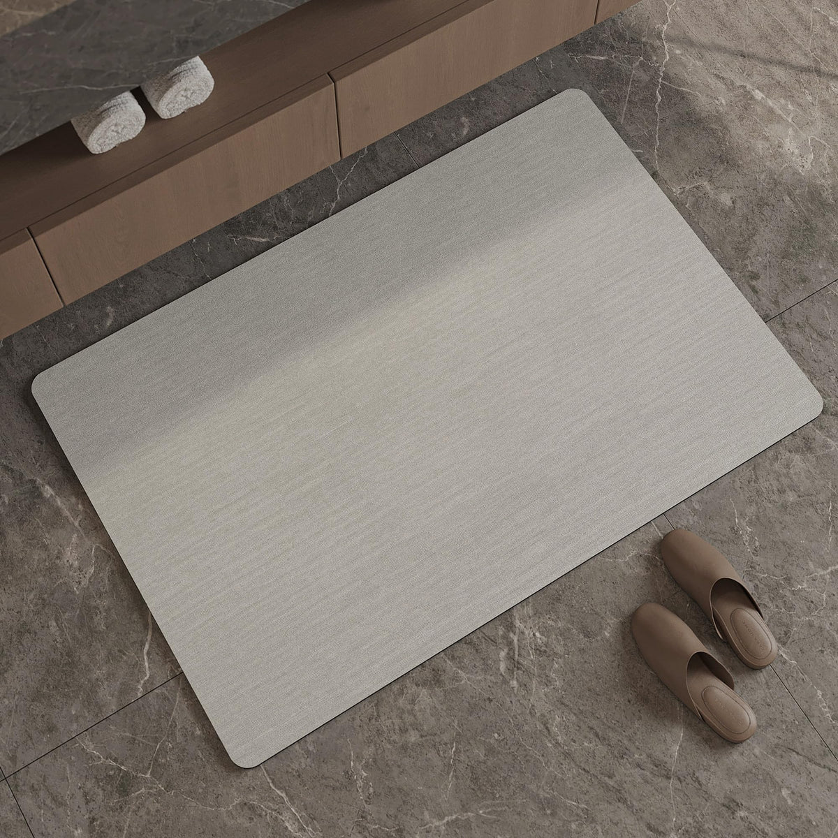 Mecko Bath Mat 16"x24",Ultra Thin Bathroom Rug fit Under Door Light Grey