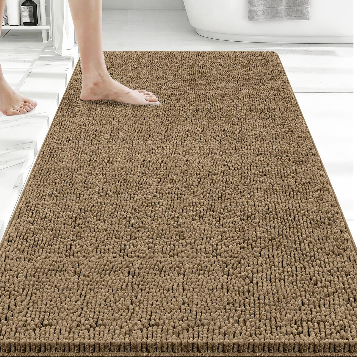 Bcoimo Small Bath Rug Mat,Sage Chenille High Absorbent Bathroom Floor Mats