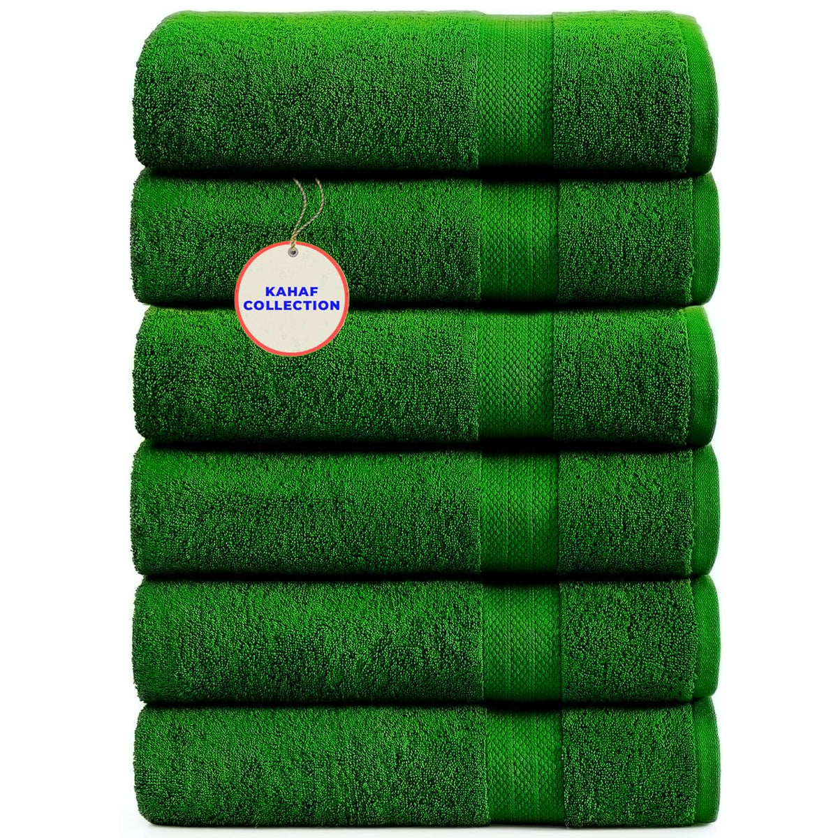 KAHAF COLLECTION 100% Cotton Bath Towel Set, White 24x48 Pack of 6 Towels, Quick Dry, Highly Absorbent, Soft Feel Towel, Gym, Spa, Bathroom, Shower, Pool, Luxury Soft Towels Light-Weight