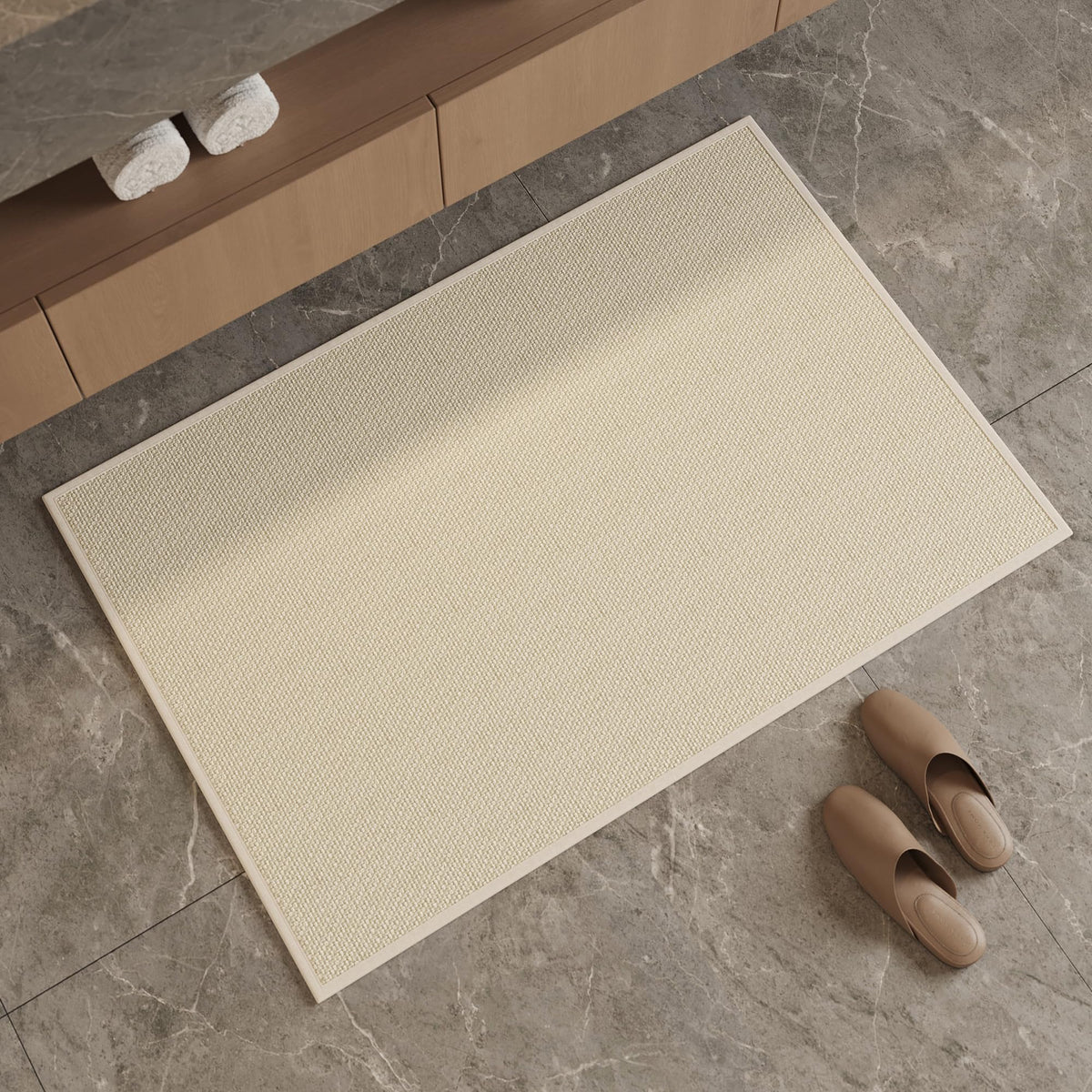 Mecko Bath Mat 16"x24",Ultra Thin Bathroom Rug fit Under Door Light Grey