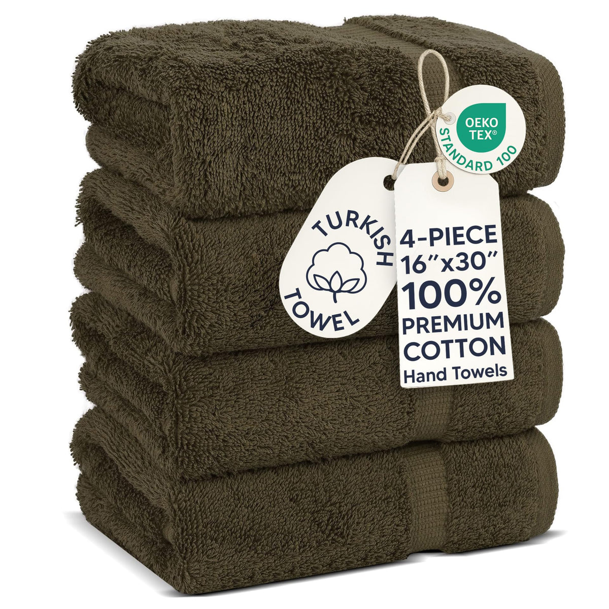 Chakir Turkish Linens 100% Cotton 4-Pack Bath Towels 27x54, Gray