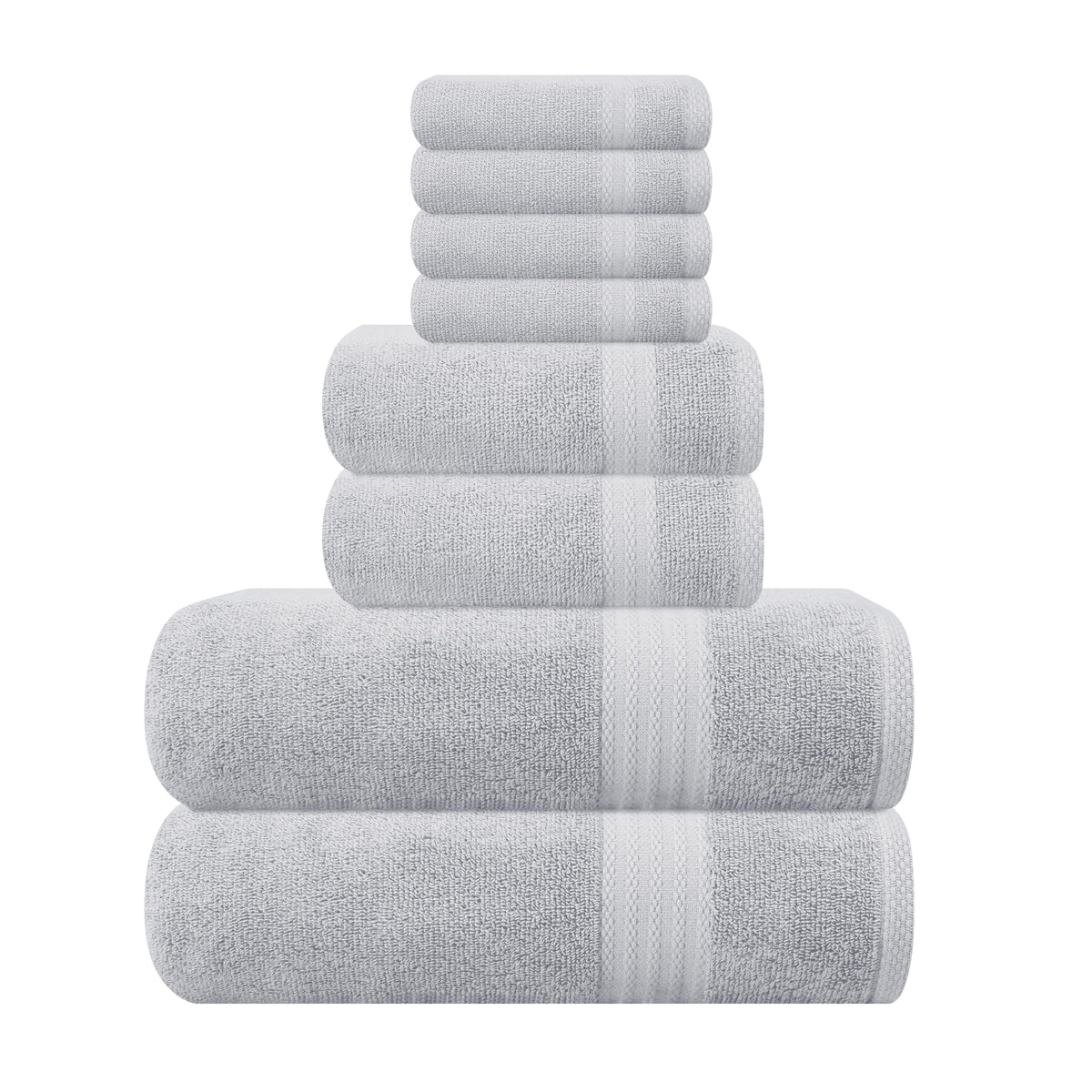 GLAMBURG Ultra Soft 8-Piece Towel Set - 100% Pure Ringspun Cotton, Contains 2 Oversized Bath Towels 27x54, 2 Hand Towels 16x28, 4 Wash Cloths 13x13 - Ideal for Everyday use, Hotel & Spa - Black