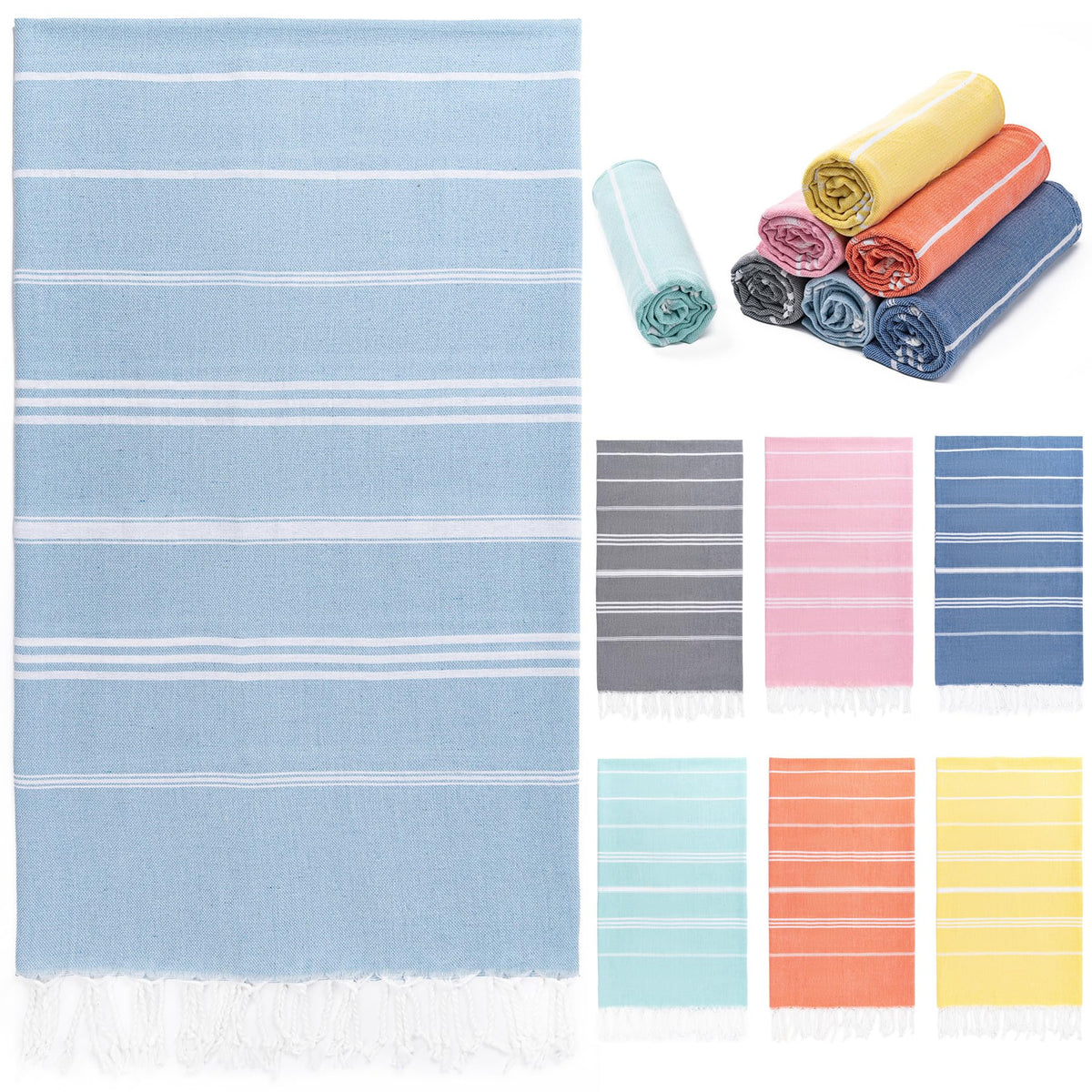 Turkish Beach Towel, 36"x71" Quick Dry Sand Free Oversized Towel, Aqua