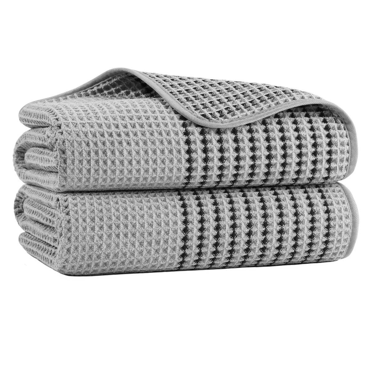 MICROFI New Microfiber Waffle Bath Towels, 2 Pieces, Oversized, Soft, Absorbent, Fast Drying, Lint Free 430 GSM (30''x60''/76cm x 152cm)