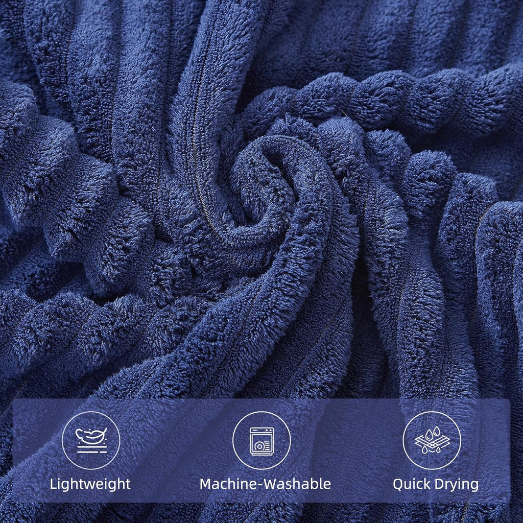 6 PC Bath Towel Set, 40"x80" Oversized Bath Sheets, Navy Blue