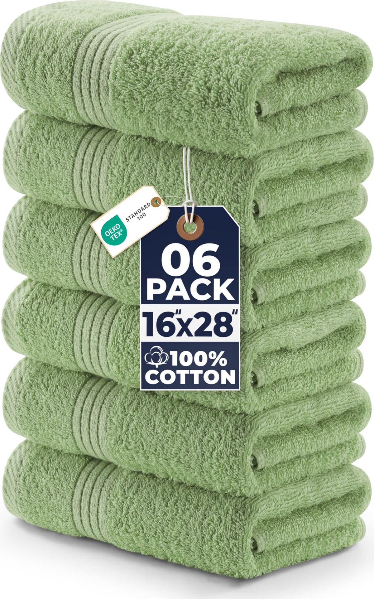 Utopia Towels 6 Piece Hand Towels Set, 16x28 in, 100% Cotton, Navy