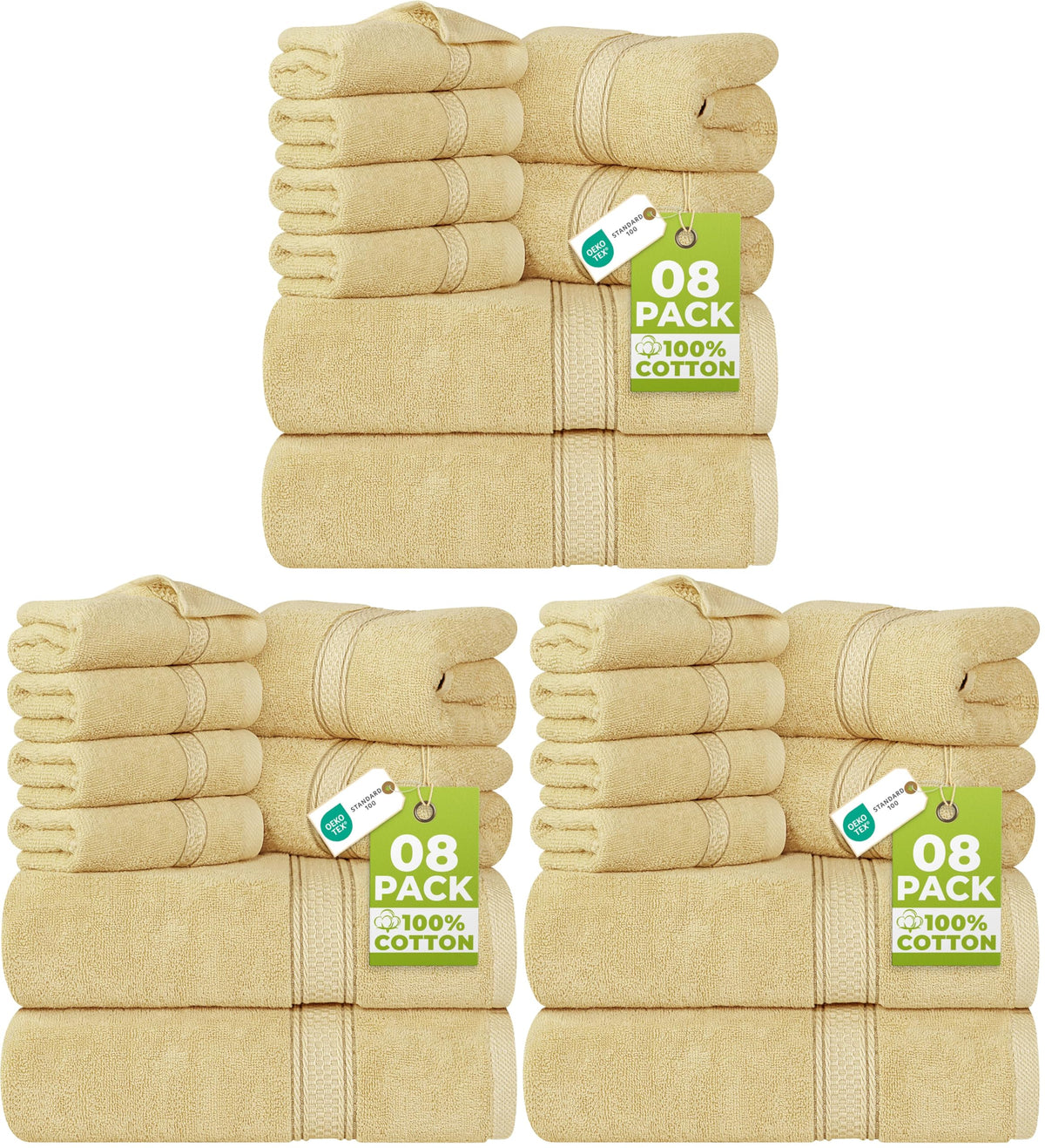 Utopia Towels 8 Piece Majestic Plush Luxury Towel Set, Cotton, Grey
