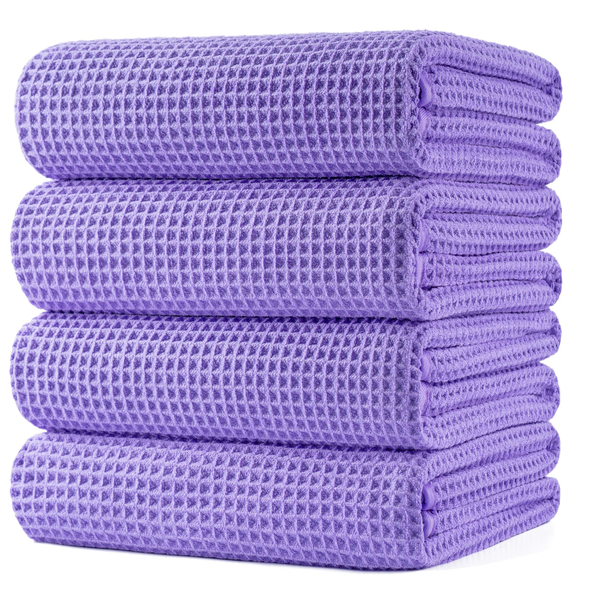 POLYTE 430 GSM Poly Blend Microfiber Quick Dry Waffle Bath Towel, 30x60 in