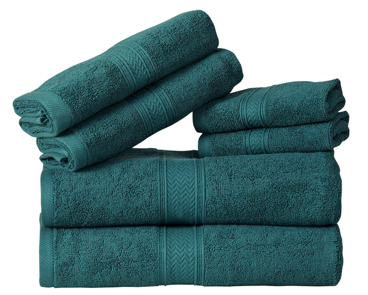 HILLFAIR 900 GSM 100% Cotton Floor Towels - 2 Piece Towels Set - Ocean Blue