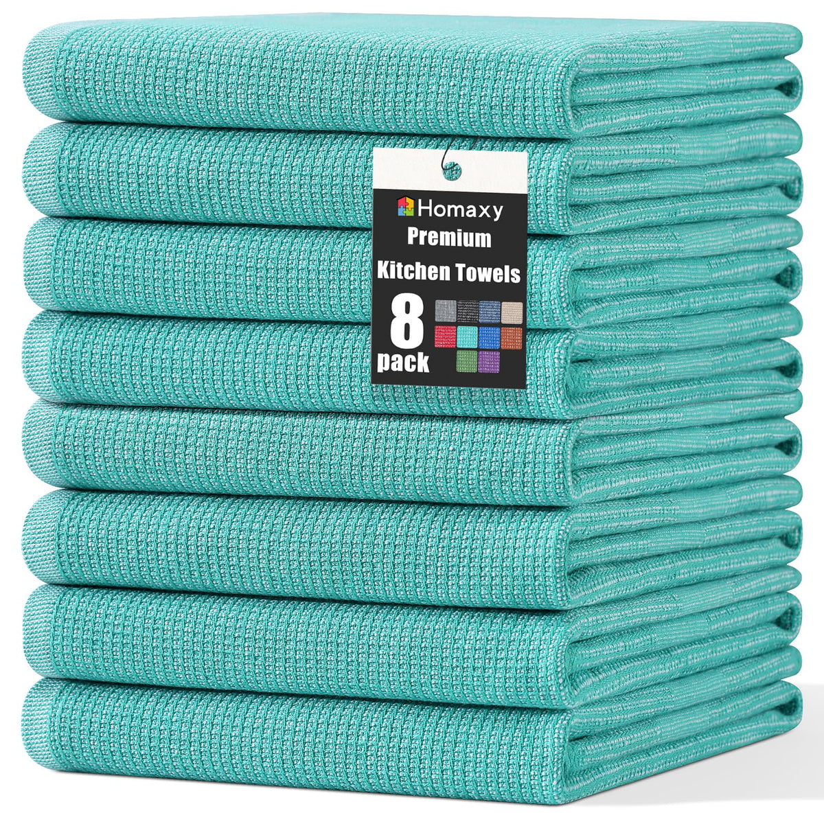 Homaxy 380 GSM Cotton Premium Kitchen Towels 6 Pack, 18"x 28", Khaki