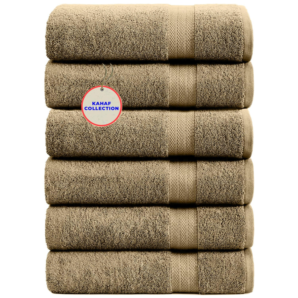 KAHAF COLLECTION 100% Cotton Bath Towel Set, White 24x48 Pack of 6 Towels, Quick Dry, Highly Absorbent, Soft Feel Towel, Gym, Spa, Bathroom, Shower, Pool, Luxury Soft Towels Light-Weight