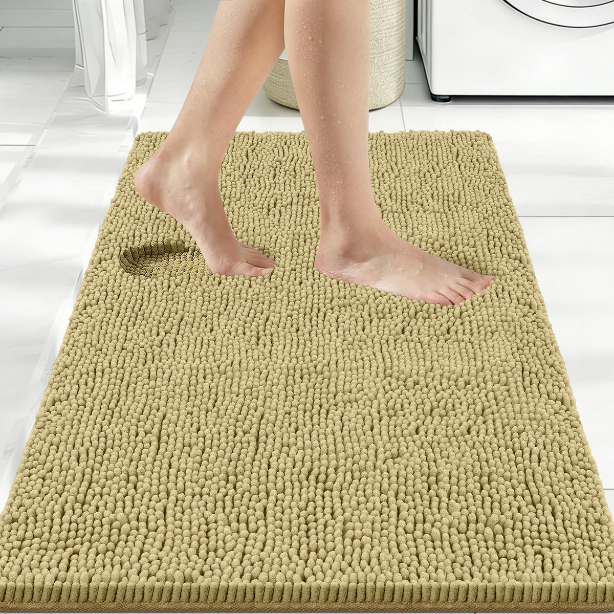 Bcoimo Small Bath Rug Mat,Sage Chenille High Absorbent Bathroom Floor Mats