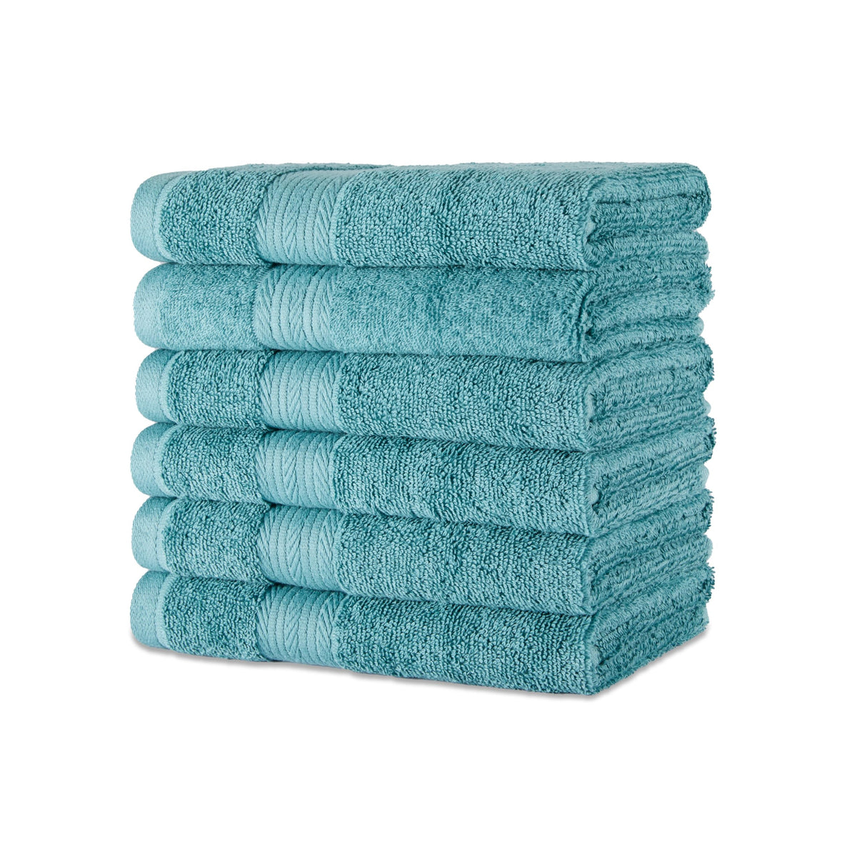 Amazon Basics 6-Piece Oversized Highly Absorbent Fade-Resistant Towel Set, 100% Cotton Towels for Bathroom, Soft, 2 Bath Towels, 2 Hand Towels, 2 Washcloths, White