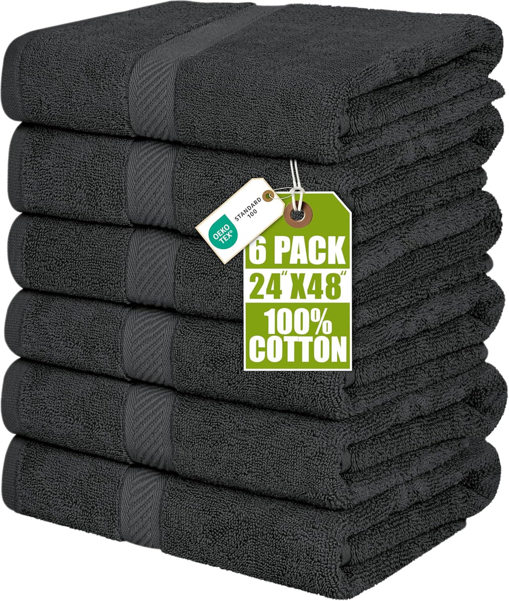 Utopia Towels 6 Pack Medium Bath Towels, 24x48 in, 500 GSM Cotton, Grey
