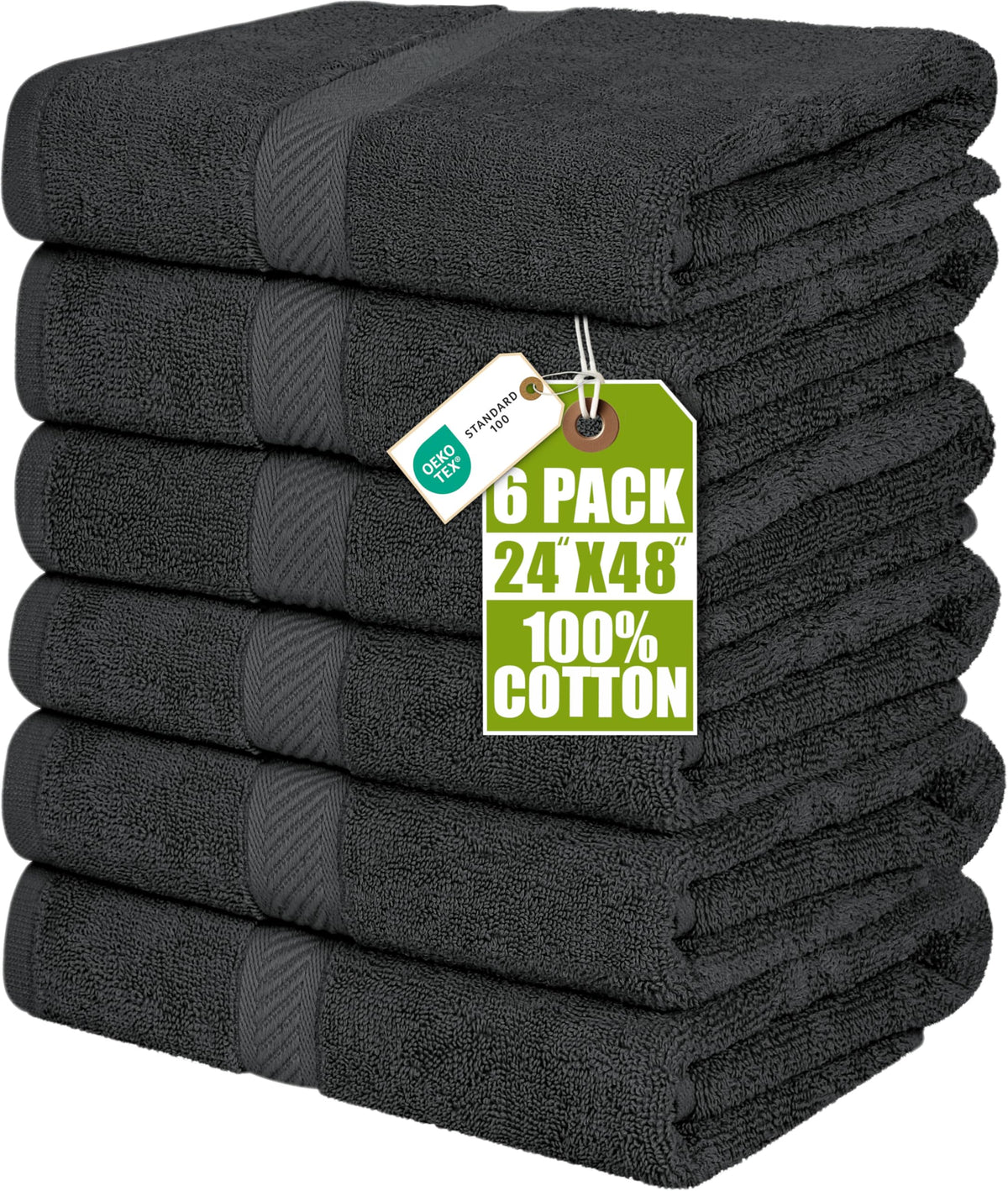 Utopia Towels 6 Pack Medium Bath Towels, 24x48 in, 500 GSM Cotton, White