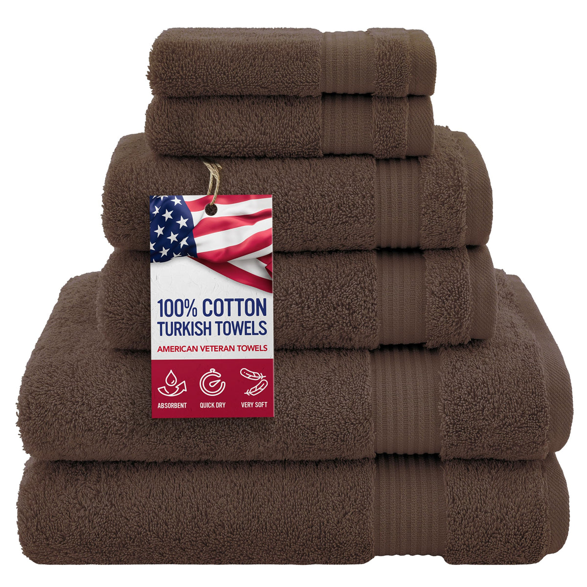 American Veteran Towel, 100% Cotton Turkish Bath Towels for Bathroom 4 Pack, 27x54 Extra Large Premium Soft Drying Bathroom Towels, Navy Blue