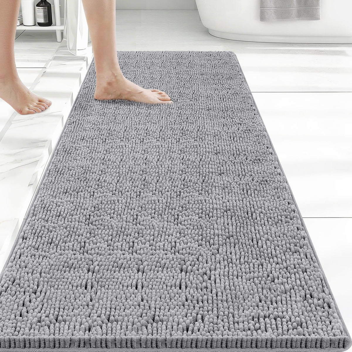 Bcoimo Small Bath Rug Mat,Sage Chenille High Absorbent Bathroom Floor Mats