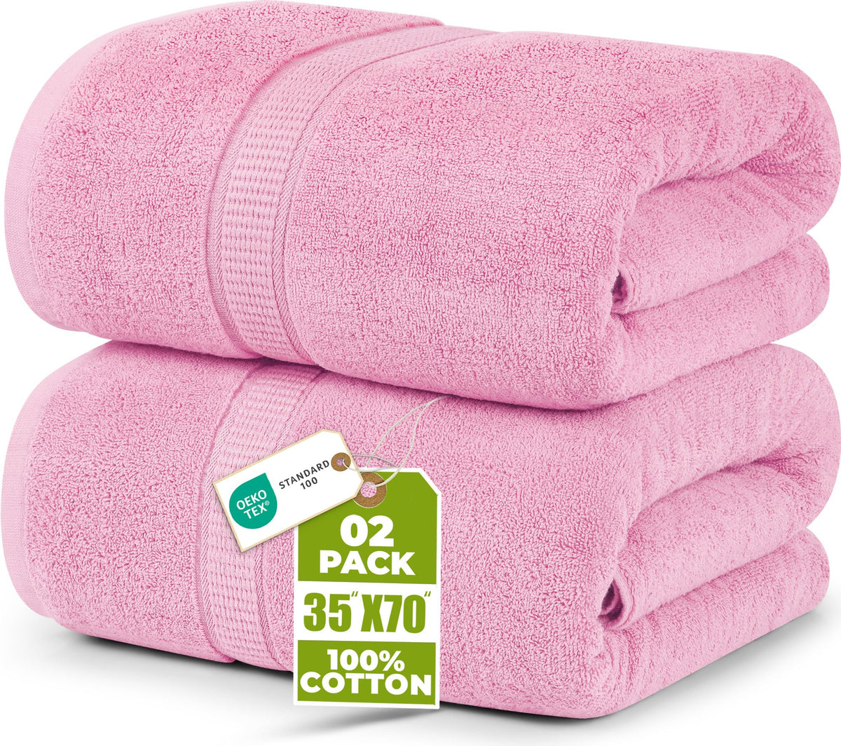 Utopia Towels Jumbo Bath Sheets, 2 Pack, 35x70 in, 600 GSM Cotton, White