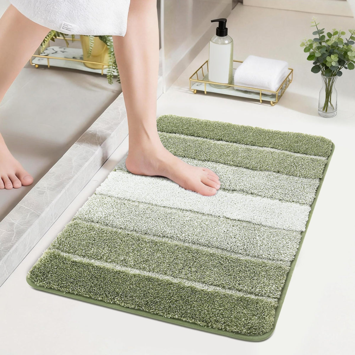 COSY HOMEER Bathroom Rugs 24x17,Ultra Soft Absorbent Bath Mat,Grey