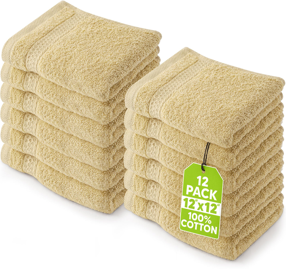 Utopia Towels 12 Pack Premium Wash Cloths, 12x12 in, 100% Cotton, White