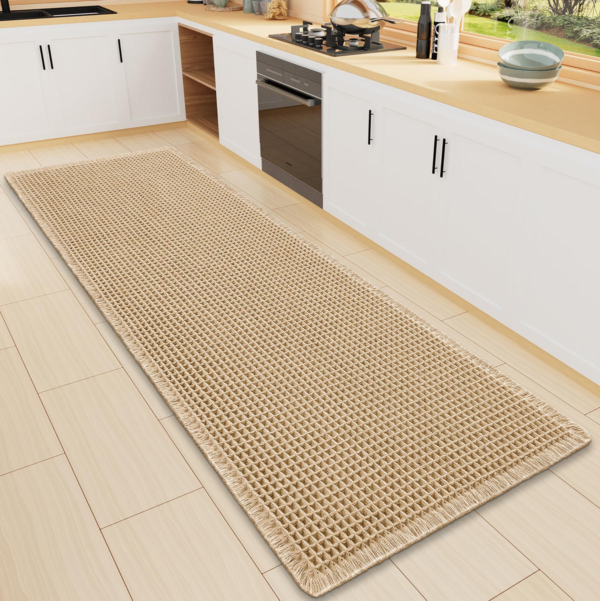 Smiry Waffle Bath Mat 30X20, Extra Soft Absorbent Bathroom Rugs, Brown