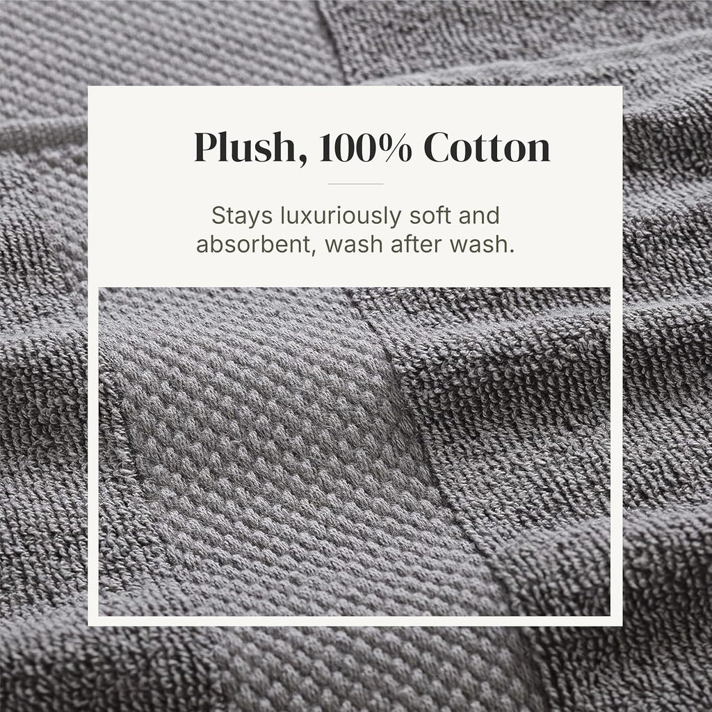 Modern Threads 6 Piece Bath Towel Set – Bathroom Towel Set with 2 Bath Towels, 2 Hand Towels & 2 Washcloths – 100% Cotton, Soft & Absorbent – Jacquard Border (Gray)