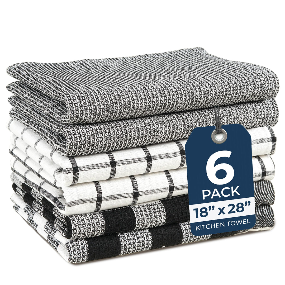 LANE LINEN Dish Towels for Kitchen 100% Cotton Tightly Woven 6 Pack - Olive