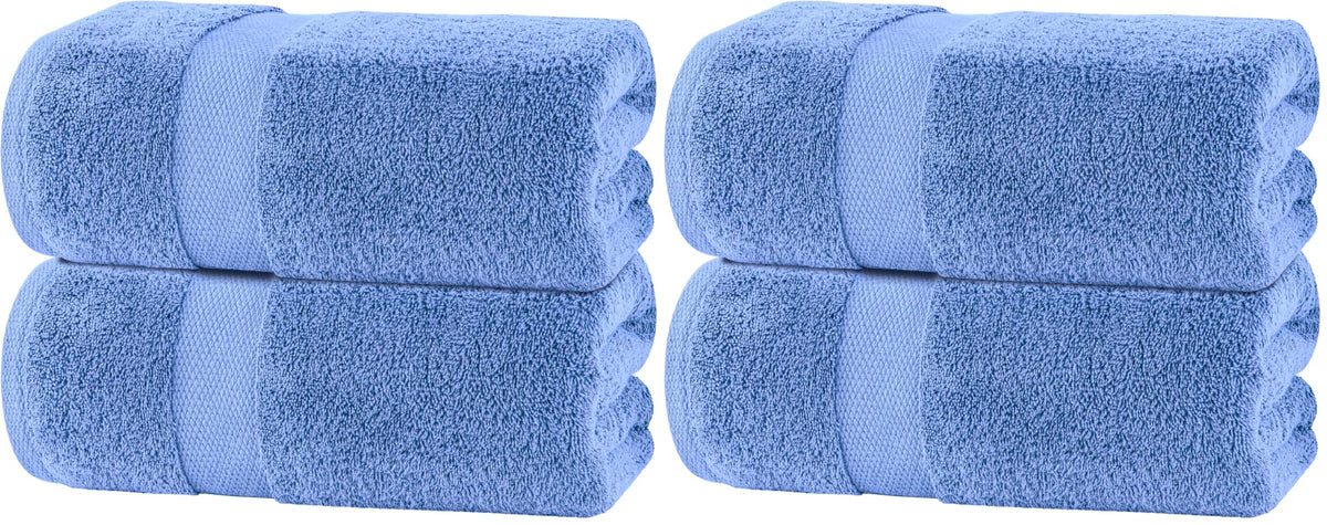 Wealuxe White Bath Towels Set of 4 — 27 x 54 Inch, 100% Ring Spun Cotton 650GSM, Extra Absorbent, Soft White Towels for Bathroom, Shower, Hotel, Spa