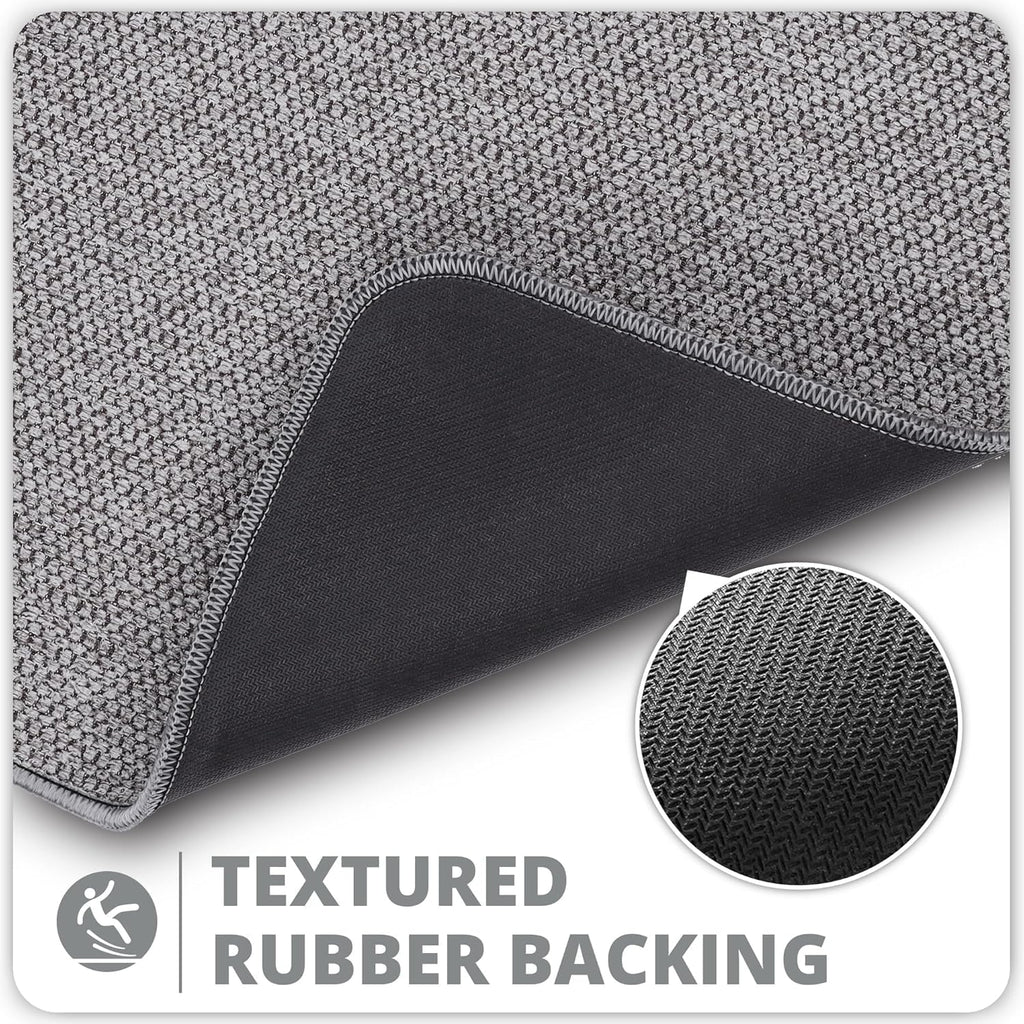 Bath Mat,Ultra Thin Bathroom Rugs,Rubber Bath Mats for Bathroom,No Slip Bath Rugs,Quick Dry,Machine Washable,Low Pile,Absorbent,Shower Outside,Sink,Home Decor Accessories.Grey,1'5"x2'3"(17x27Inch)