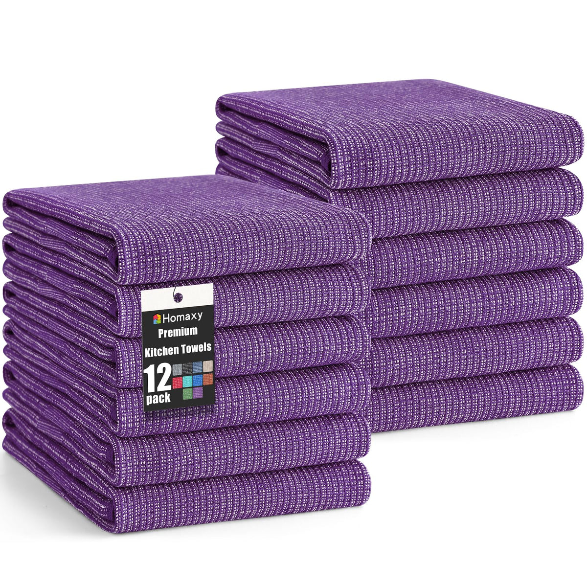 Homaxy 380 GSM Cotton Premium Kitchen Towels 6 Pack, 18"x 28", Khaki