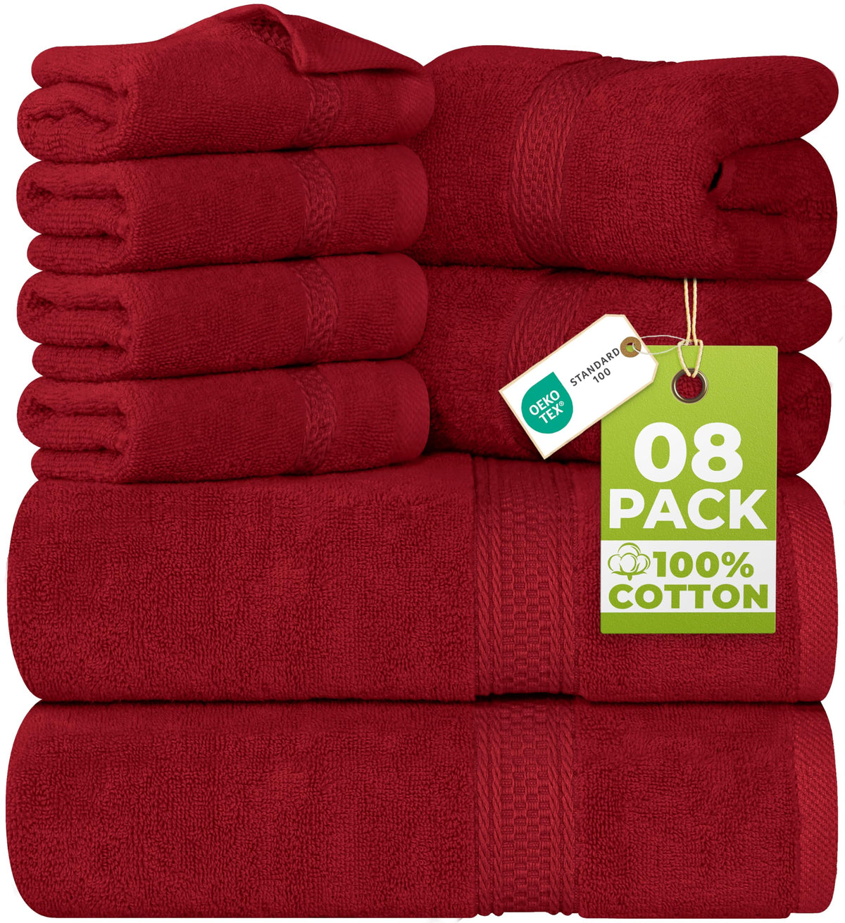 Utopia Towels 8 Piece Majestic Plush Luxury Towel Set, Cotton, Grey