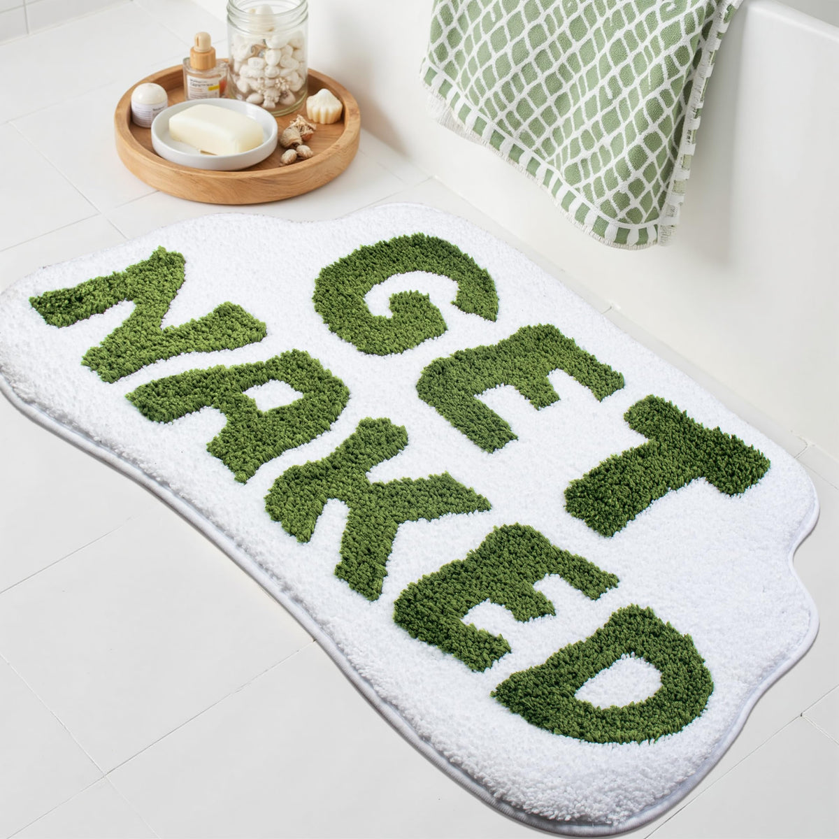 KOEXM Get Naked Bath Mat Black Cute Bathroom Rugs 16" x 24" Non Slip