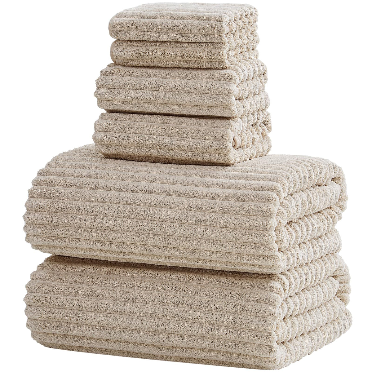 6 PC Bath Towel Set, 40"x80" Oversized Bath Sheets, Navy Blue