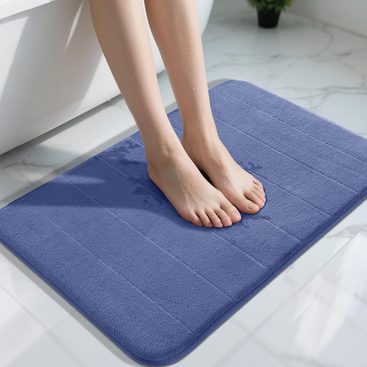 Yimobra Memory Foam Bath Mat, Super Soft Absorbent Bathroom Rug Non Slip, Quick Dry, Machine Washable Floor Carpet for Tub Shower, Home Decor Accessories, 24x17, Grey