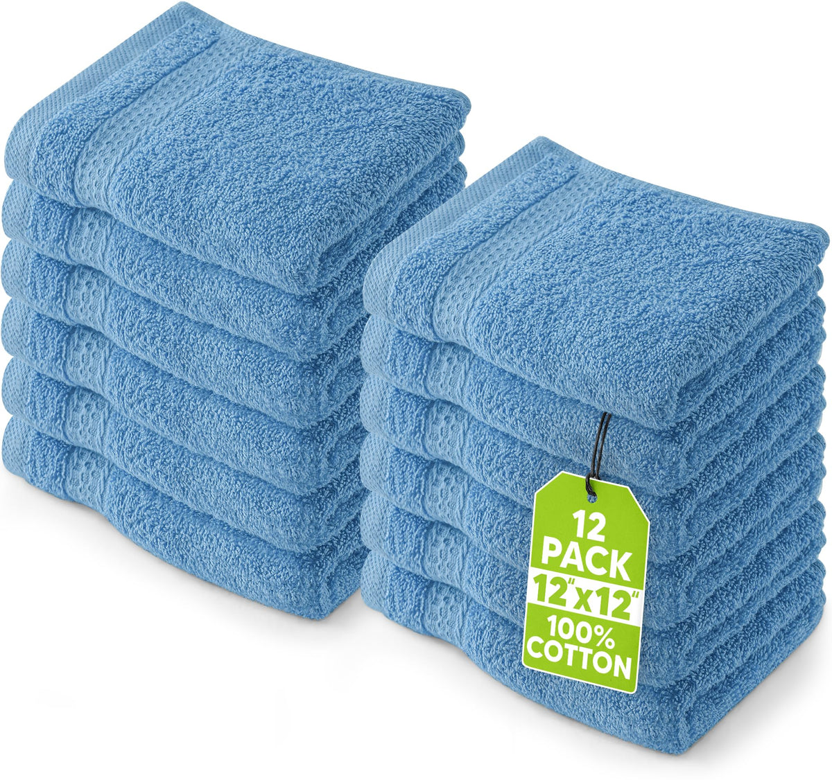 Utopia Towels 12 Pack Premium Wash Cloths, 12x12 in, 100% Cotton, White