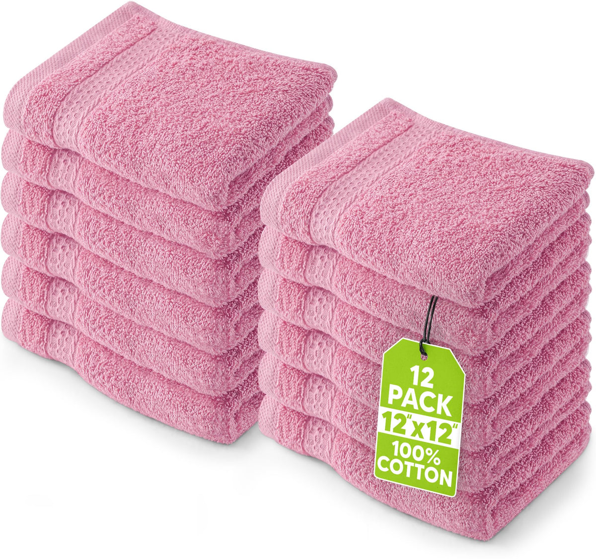 Utopia Towels 12 Pack Premium Wash Cloths, 12x12 in, 100% Cotton, White