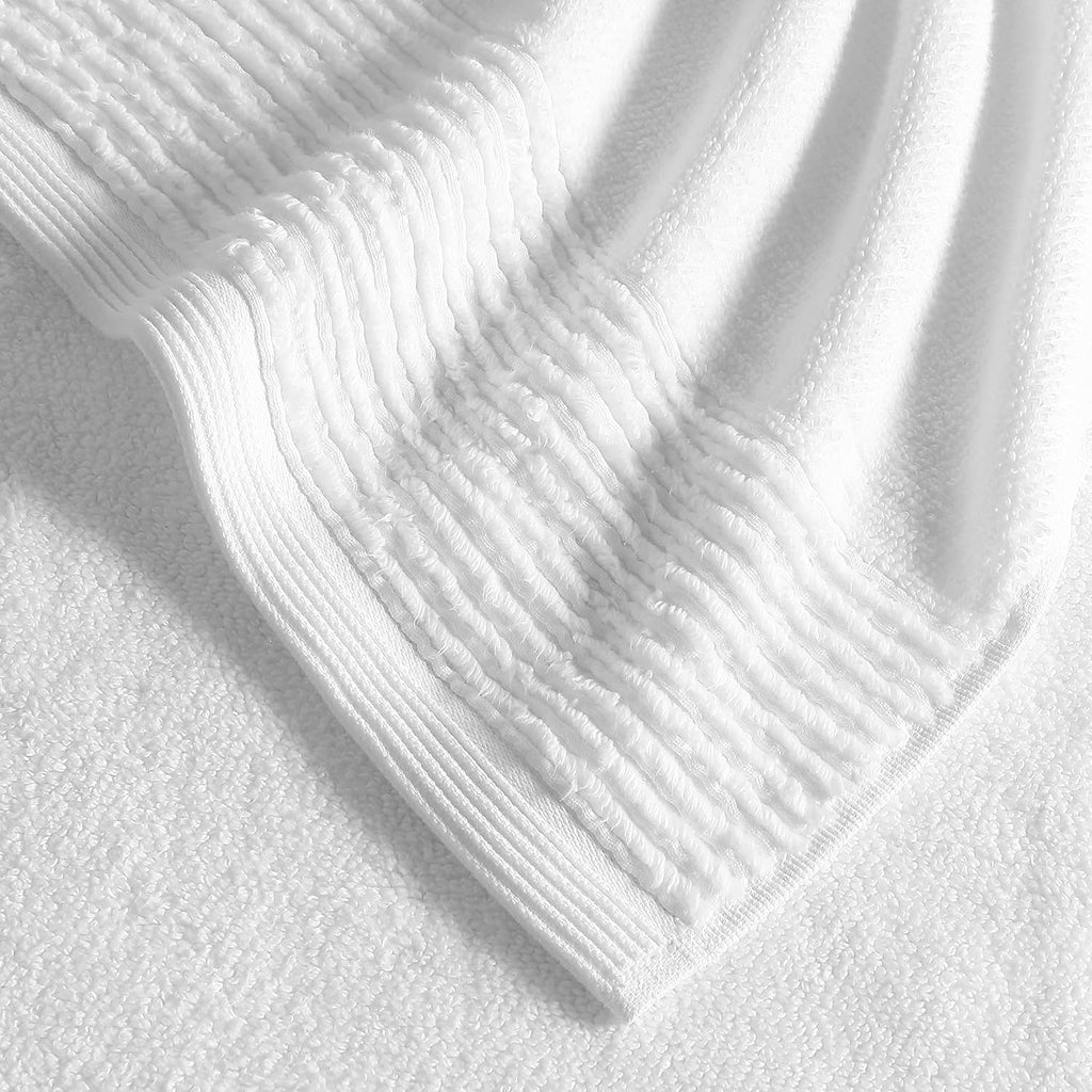 Vera Wang - Bath Towels, Plush Cotton Bathroom Towels with Zero Twist Design, Highly Absorbent & Low-Lint, Set of 6 (Sculpted Pleat White)
