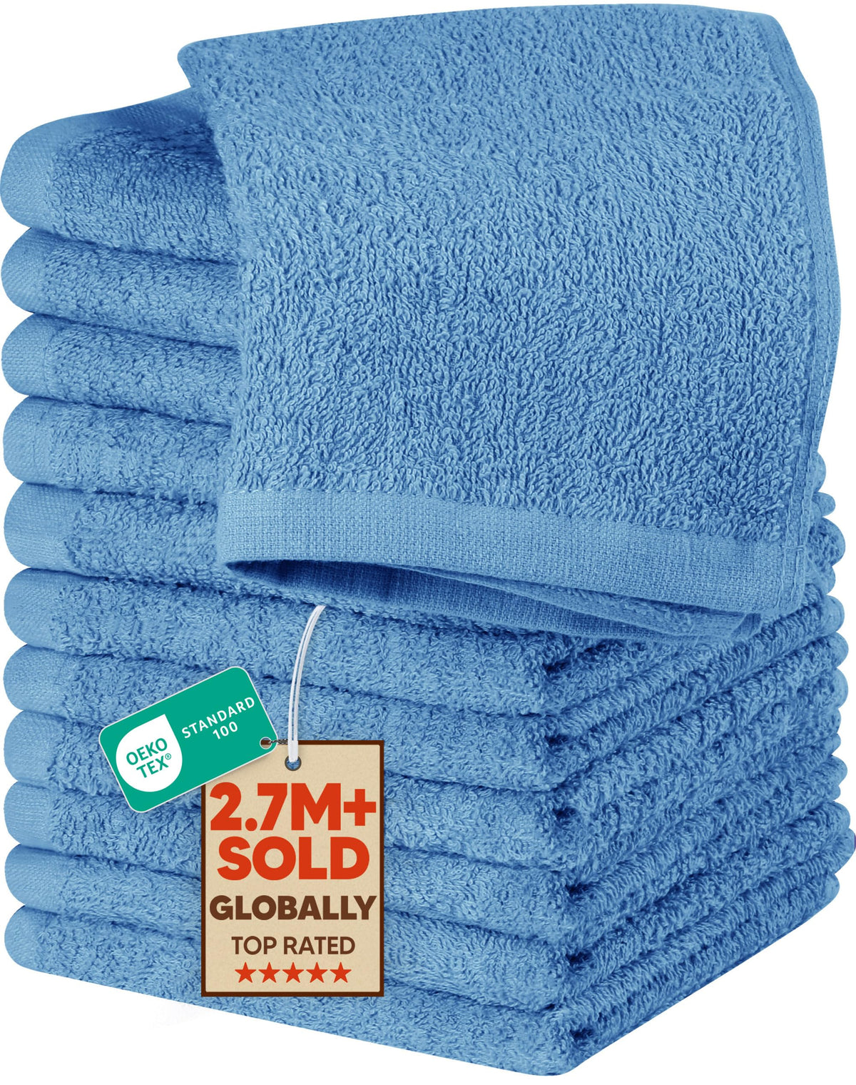 Utopia Towels 24 Pack Cotton Washcloths Set, 100% Ring Spun Cotton, Premium Quality Flannel Face Cloths, Highly Absorbent and Soft Feel Fingertip Towels, White