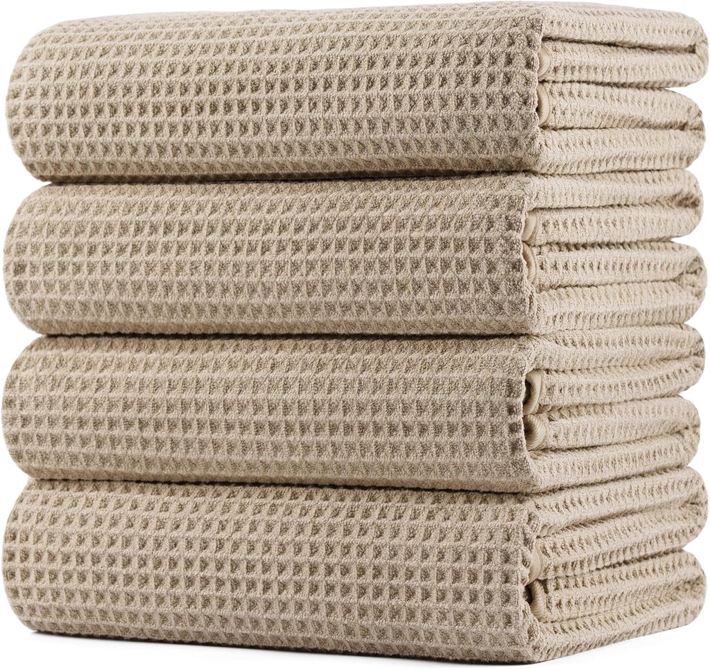 POLYTE 430 GSM Poly Blend Microfiber Quick Dry Waffle Bath Towel, 30x60 in