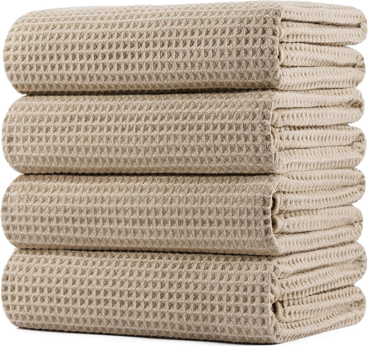 POLYTE 430 GSM Poly Blend Microfiber Quick Dry Waffle Bath Towel, 30x60 in