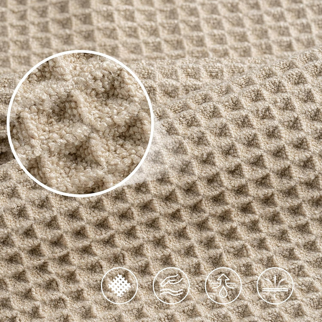 POLYTE 430 GSM Poly Blend Microfiber Quick Dry Waffle Bath Towel, 30x60 in