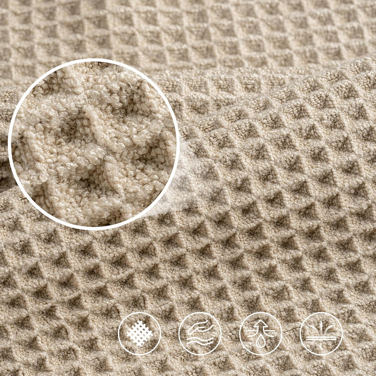 POLYTE 430 GSM Poly Blend Microfiber Quick Dry Waffle Bath Towel, 30x60 in