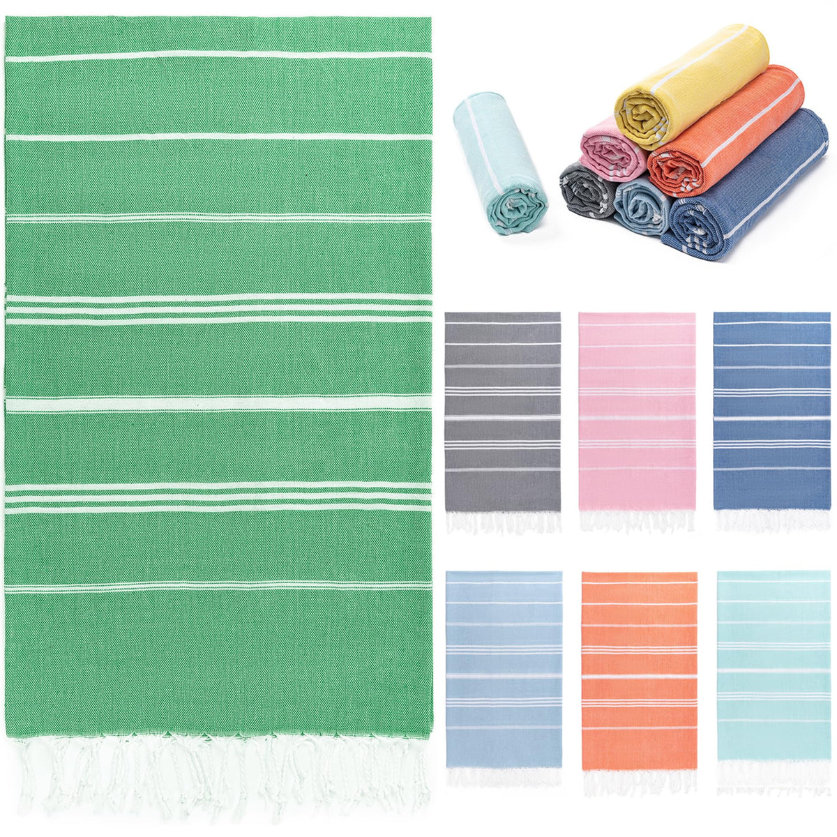 Turkish Beach Towel, 36"x71" Quick Dry Sand Free Oversized Towel, Aqua
